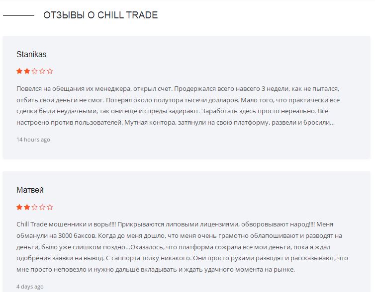 Chill Trade: мошеннический скам-проект с фейковой регистрацией и отсутствием лицензии