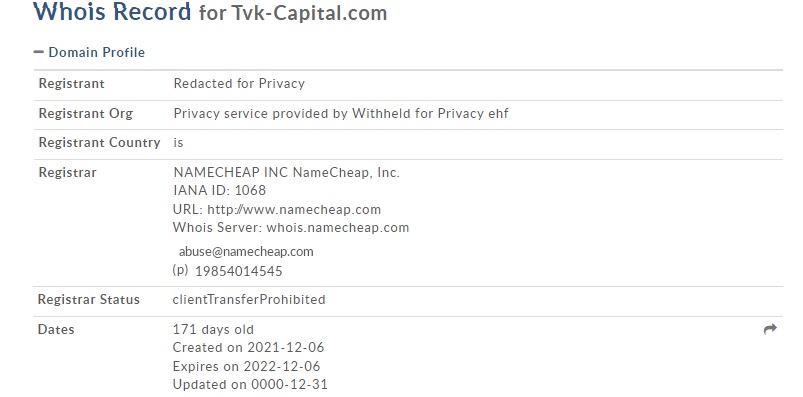TVK Capital — очередной дубликат мошеннического сервиса